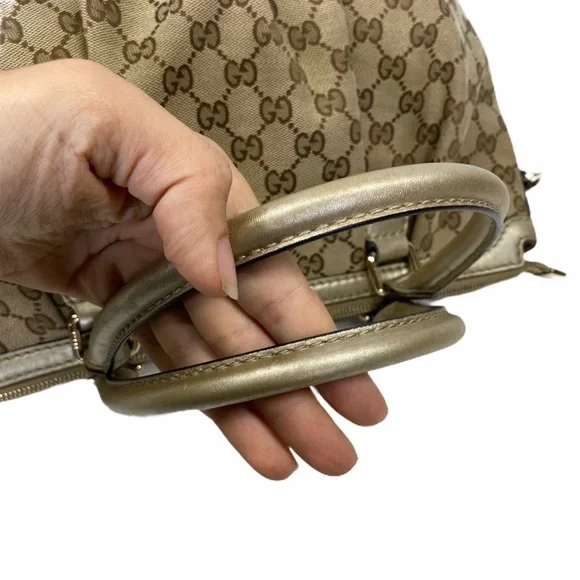 Authentic Gucci Crossbody bag GG canvas Beige handbag used good condition vint - Picture 5 of 14